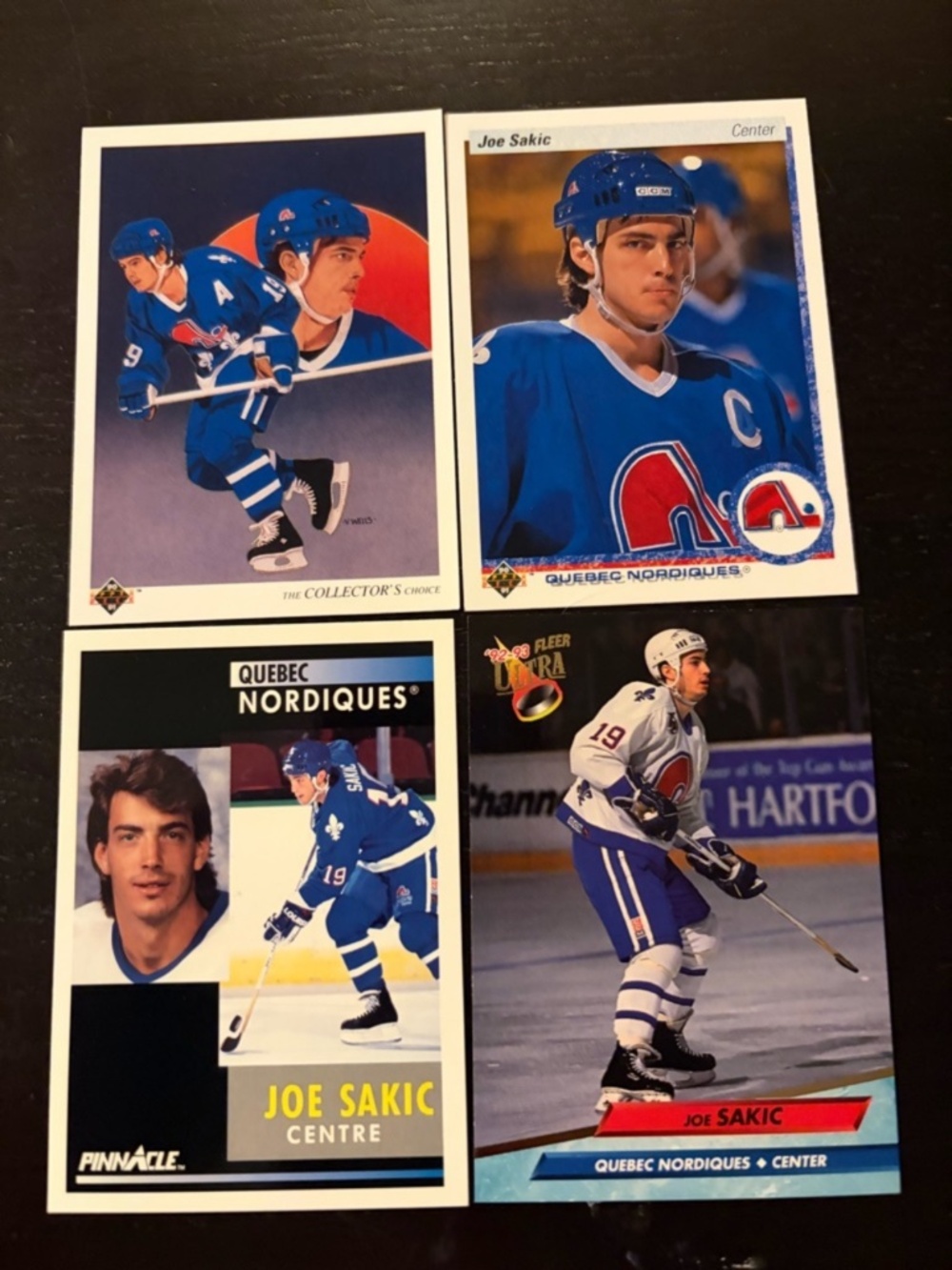 All 4 Joe Sakic 1990/91 Upper Deck Quebec Nordiques Hockey Cards